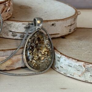 Sparkling Gold Chunky Glitter Tear Shaped Necklace on a 20” chain